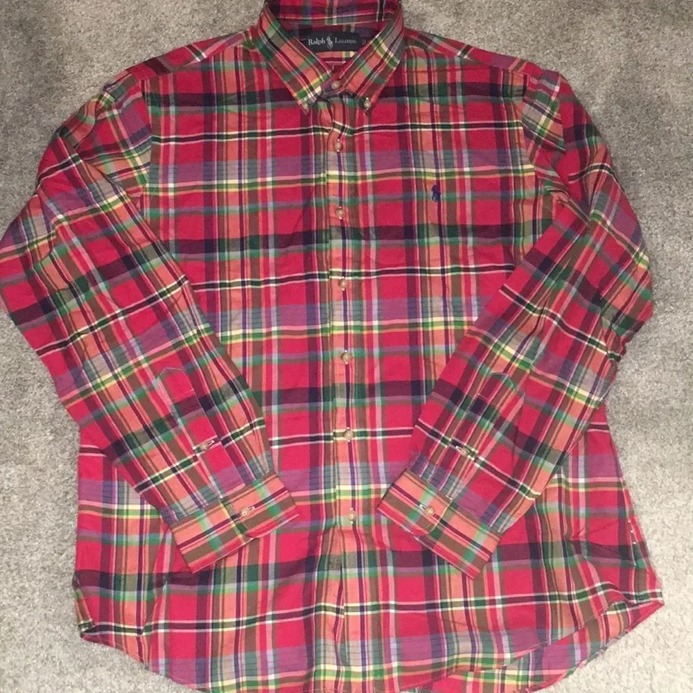 Polo By Ralph Lauren Soft Cotton Plaid w/ Blue Pony LS holiday them shirt- NEW